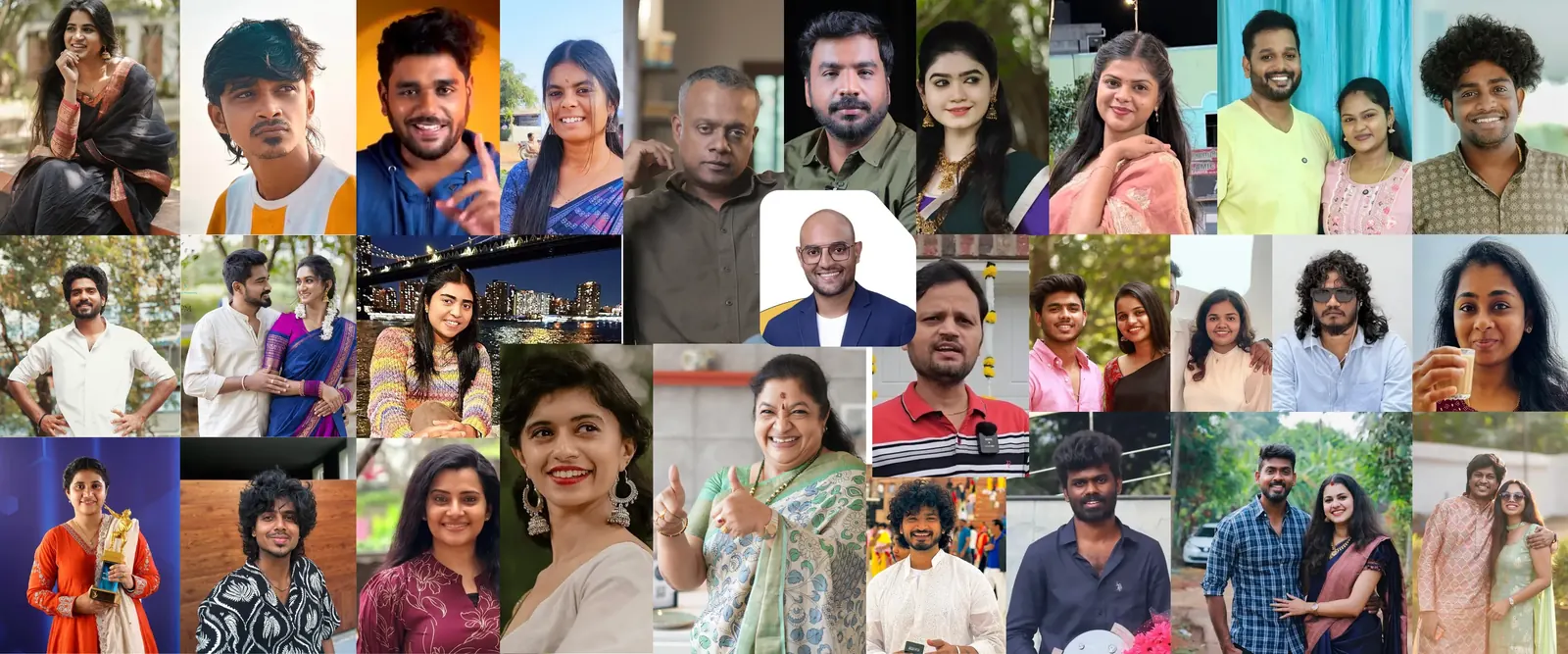 Collage of the faces of English Cafe Tamil
